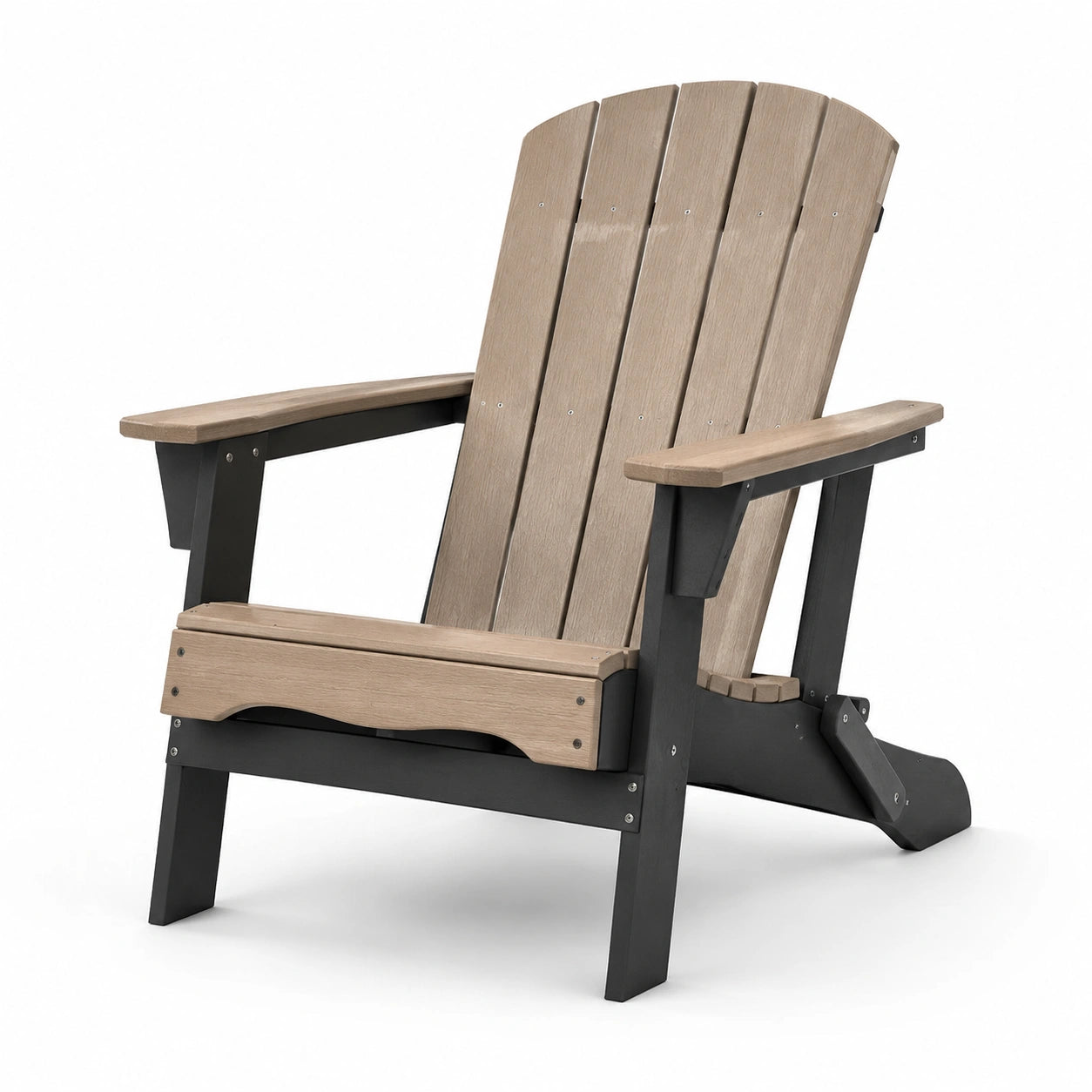 Sedia Adirondack in legno e plastica, altezza 90 cm, colore marrone e nero