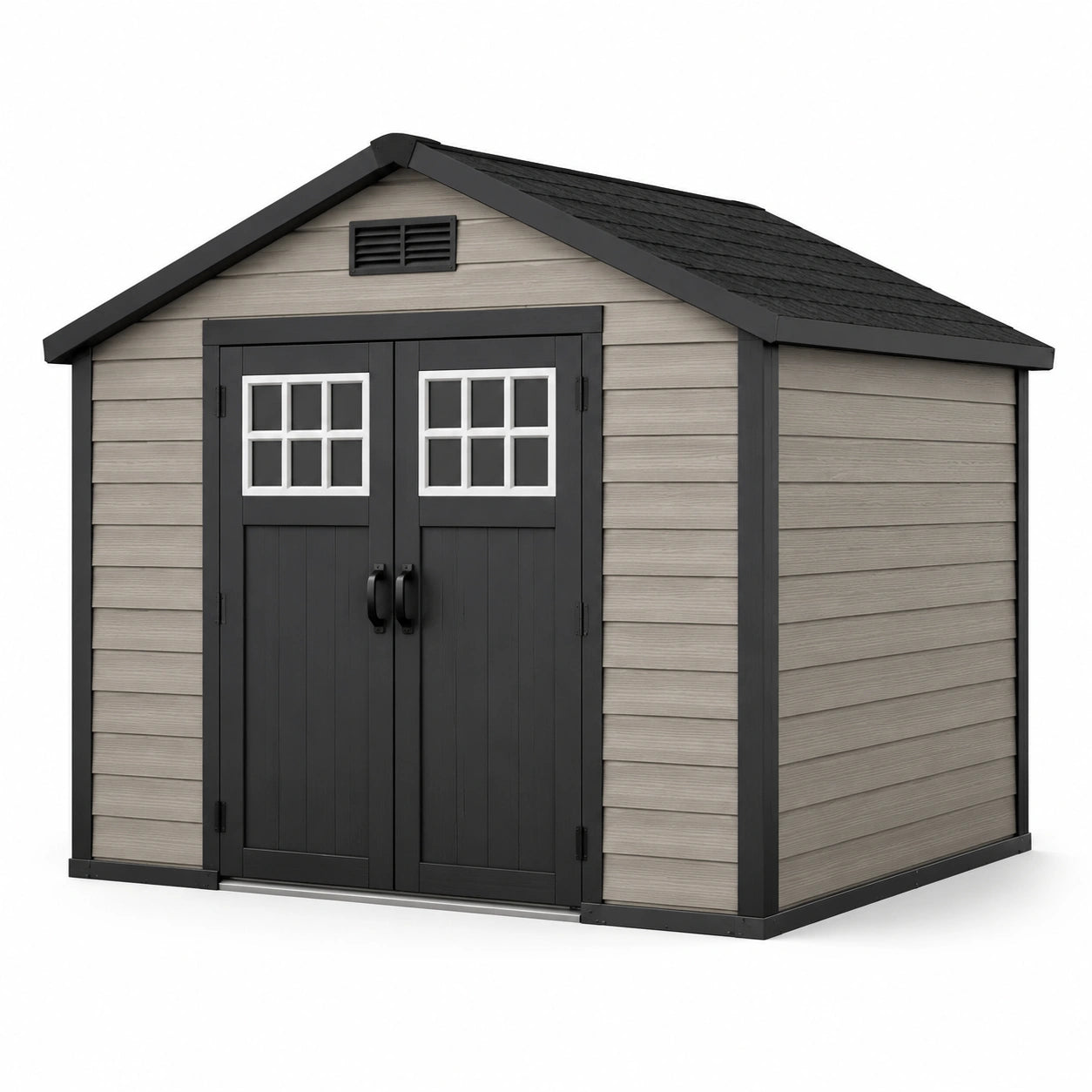 Casetta da giardino in plastica rinforzata 185x152x226 cm grigio e nero