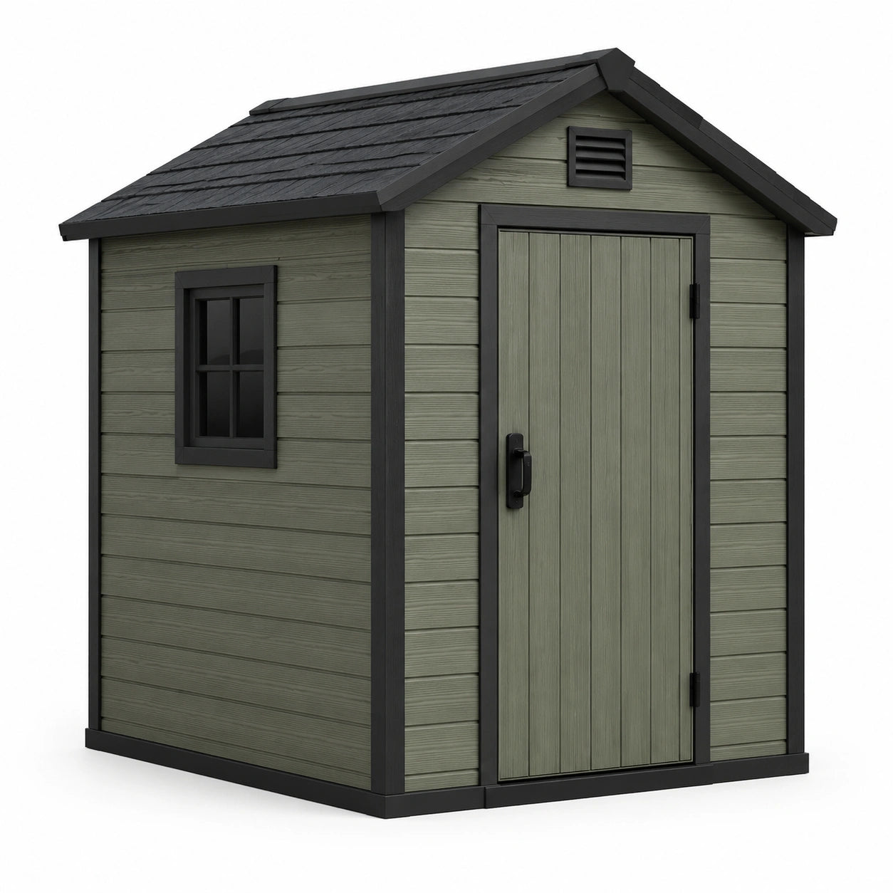 Casetta da giardino 185x152x226 cm in plastica verde e grigio
