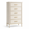 Cassettiera in Legno con Maniglie in Ottone, Beige