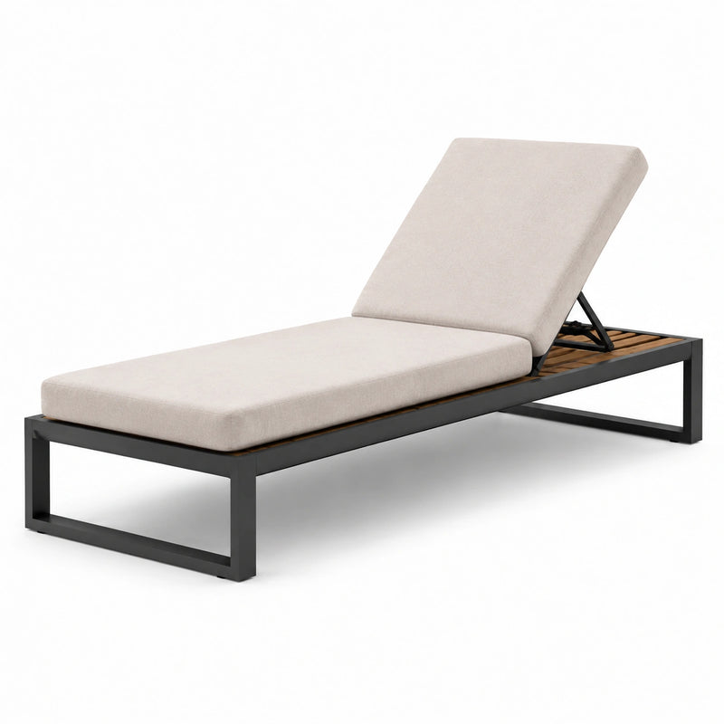 Lettino prendisole in metallo e tessuto beige 195x65x35 cm