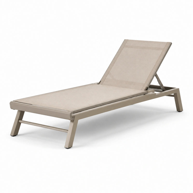 Lettino prendisole in alluminio e textilene beige