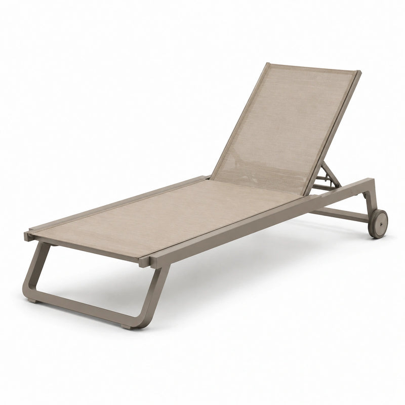 Lettino prendisole in alluminio e tessuto beige 200x70x35 cm