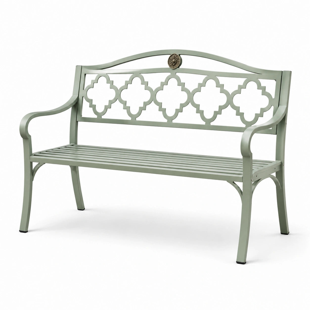 Panchina da giardino in metallo verde 127 cm