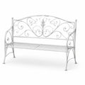 Panchina da giardino in ferro bianco 120x50x90 cm